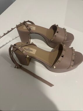 Valentino Blush Pink Studded Platform Sandal